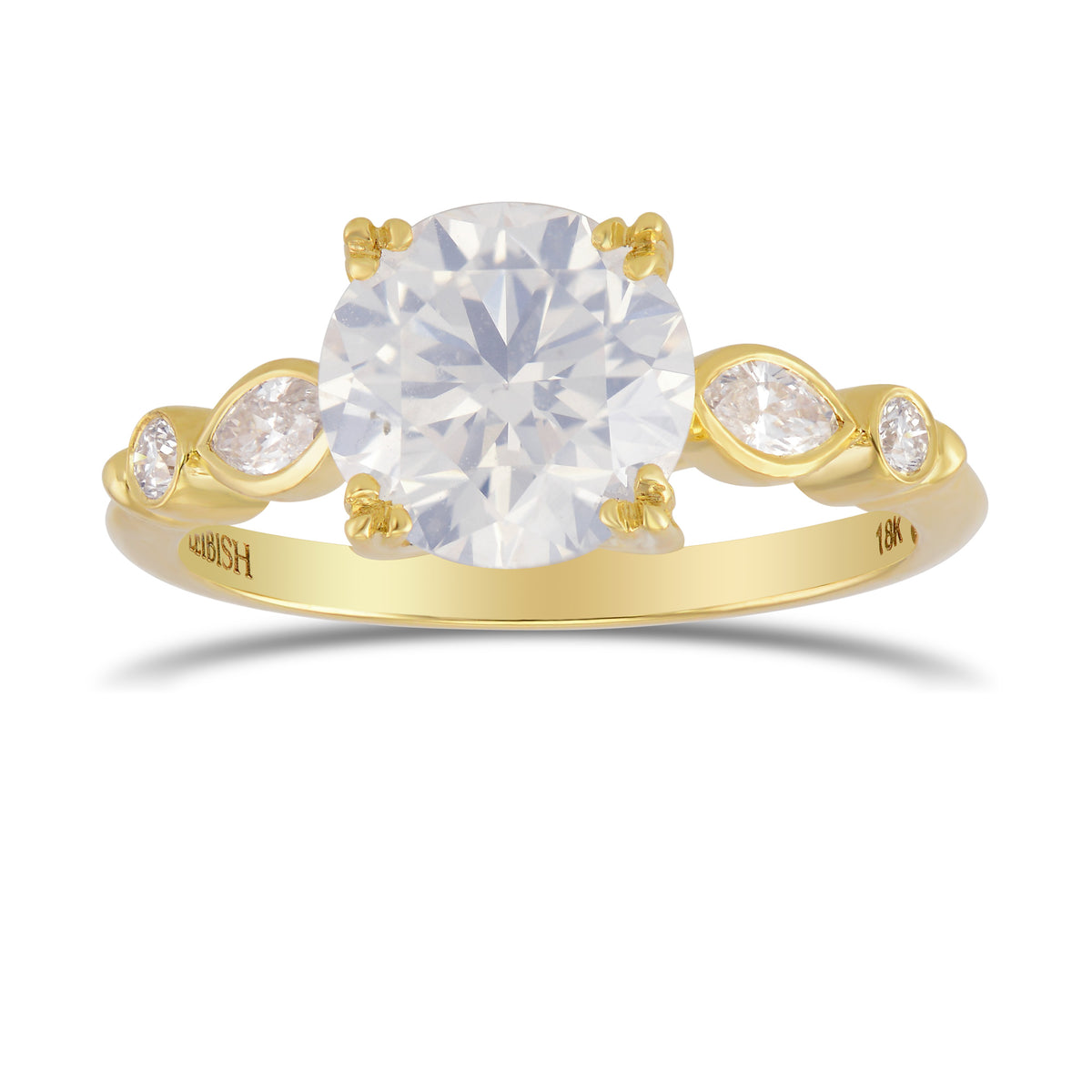 Fancy White Round Diamond Side Stone Ring