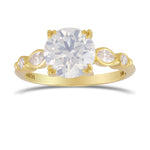 Fancy White Round Diamond Side Stone Ring