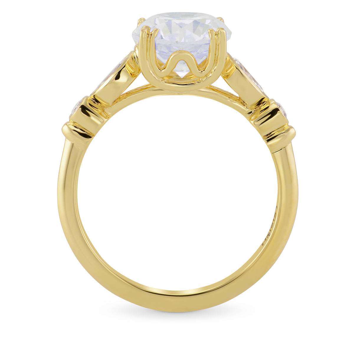 Fancy White Round Diamond Side Stone Ring