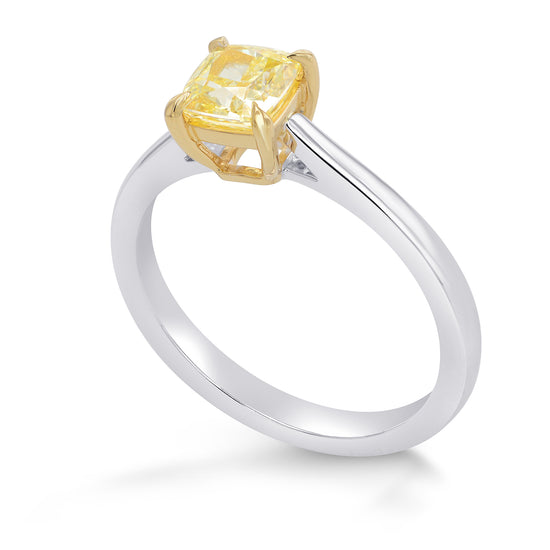 Fancy Light Yellow Cushion Classic Diamond Solitaire Ring 