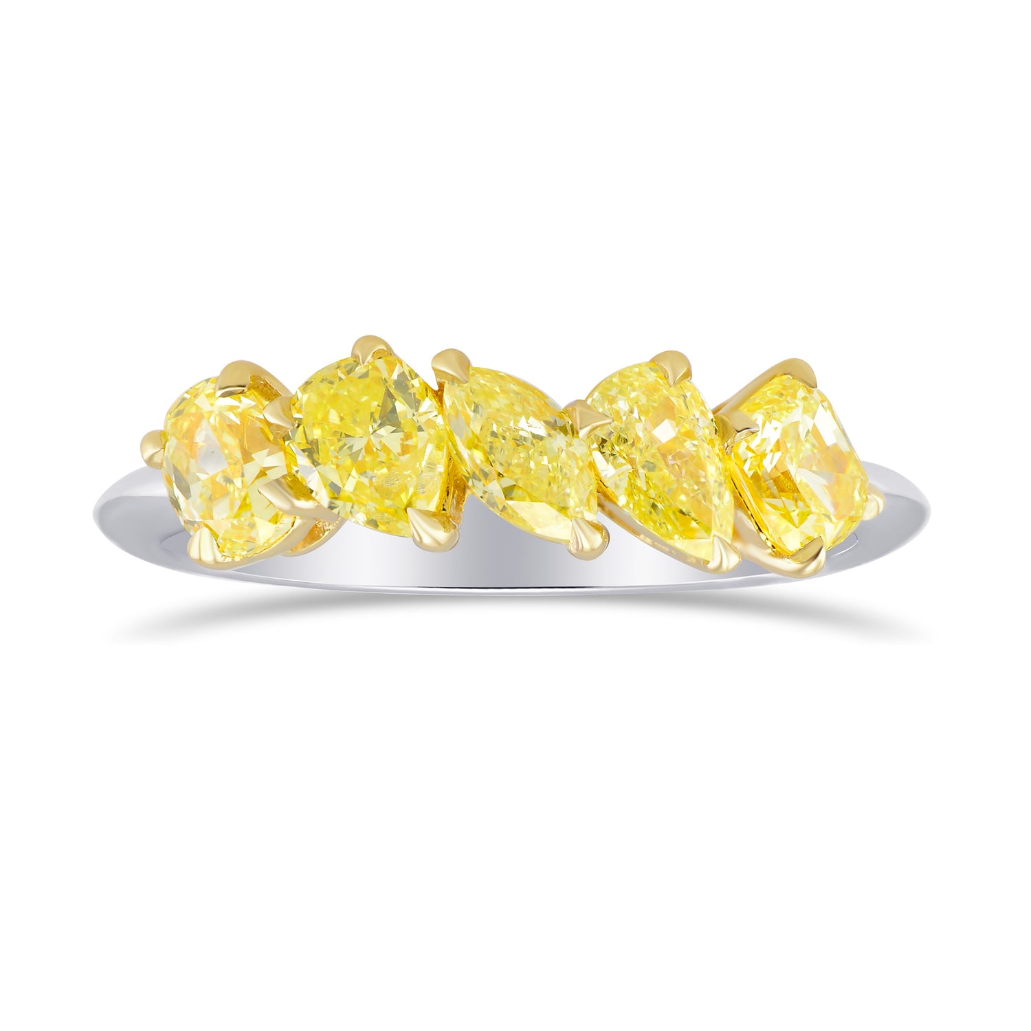 Mix Shape Fancy Yellow Five Stone Ring