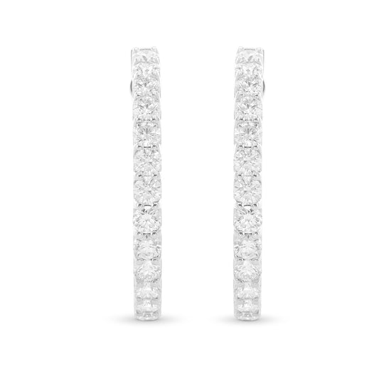 Round Brilliant Hoop Diamond Earrings