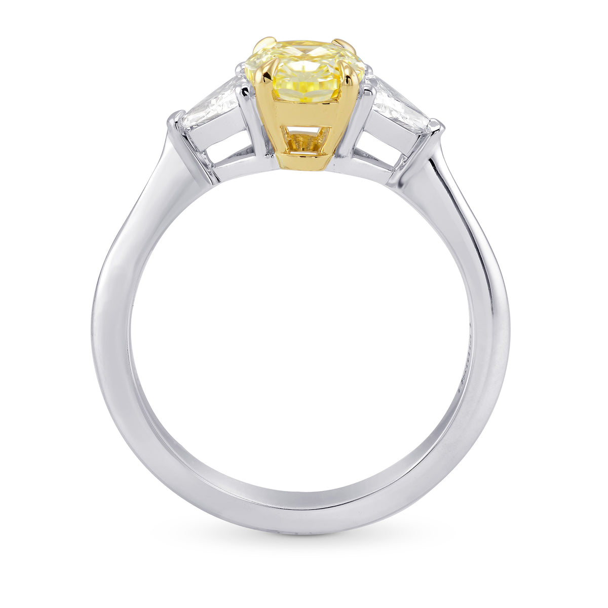 Fancy Light Yellow Oval & Triangle Side Stone Diamond Ring
