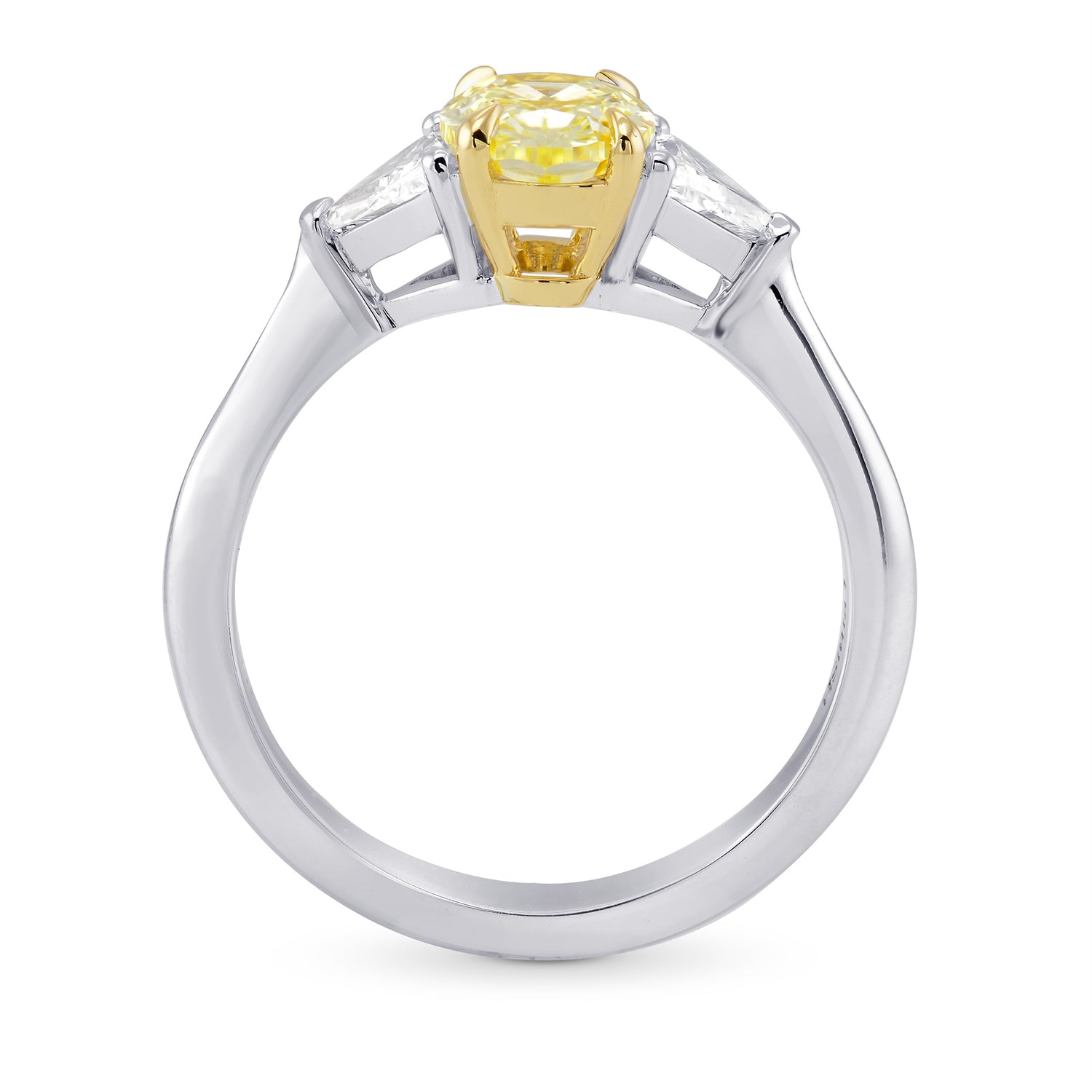 Fancy Light Yellow Oval & Triangle Side Stone Diamond Ring