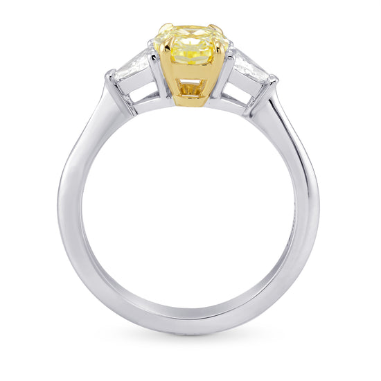 Fancy Light Yellow Oval & Triangle Side Stone Diamond Ring