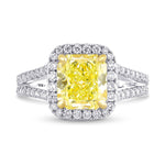Fancy Light Yellow Radiant Split Shank Halo Diamond Ring  