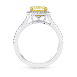 Fancy Light Yellow Radiant Split Shank Halo Diamond Ring  