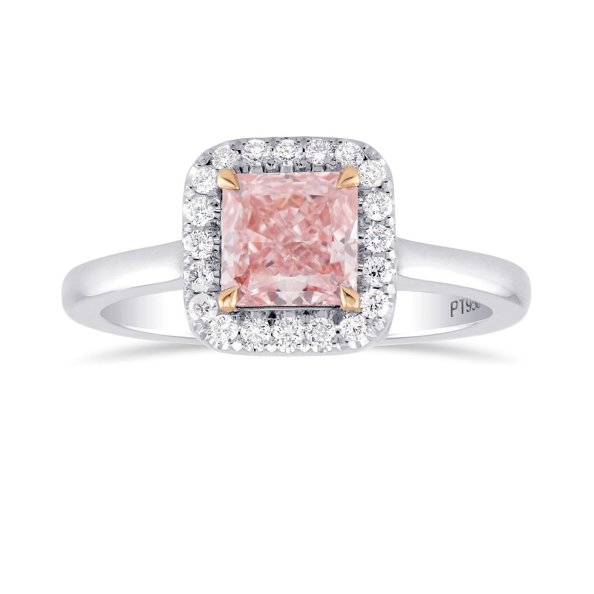 Fancy Intense Pink Radiant Diamond Halo Ring