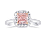 Fancy Intense Pink Radiant Diamond Halo Ring