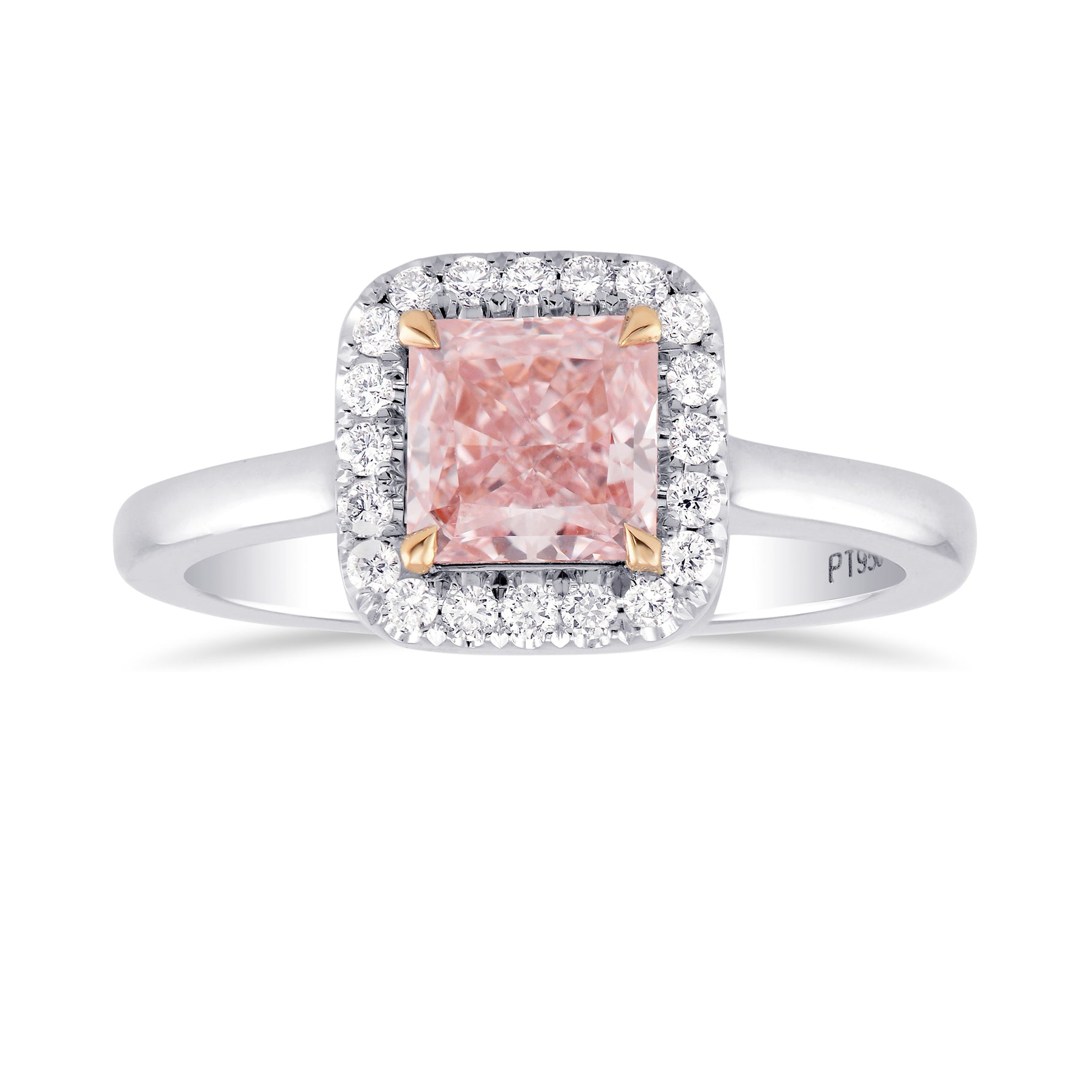 Fancy Intense Pink Radiant Diamond Halo Ring