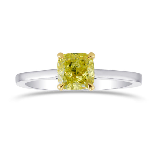Fancy Yellow Cushion Diamond Solitaire Ring