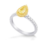 Fancy Yellow Pear Shape Diamond Halo Ring