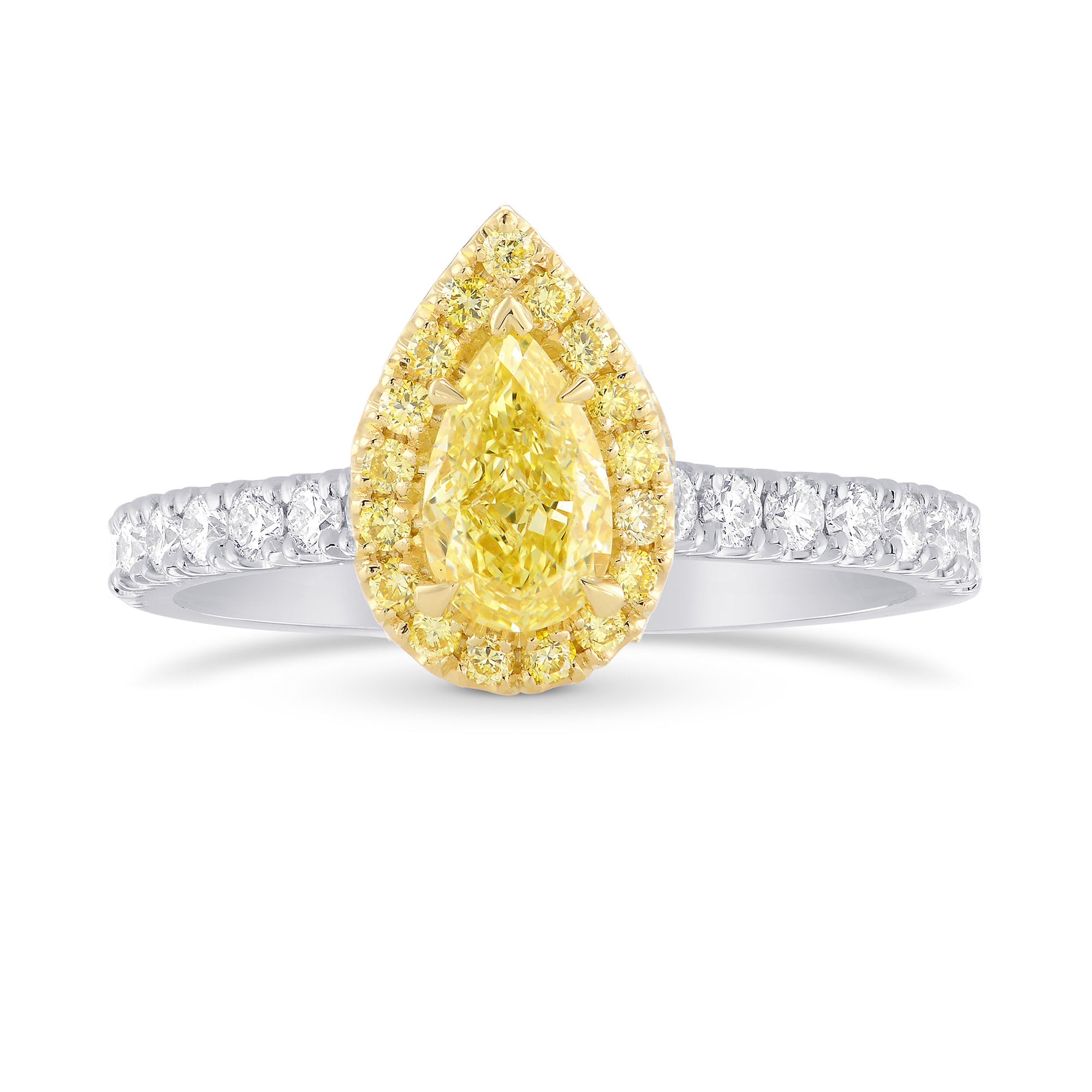 Fancy Yellow Pear Shape Diamond Halo Ring