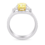 Fancy Yellow Radiant & Triangle Diamond Engagement Wedding Ring Set