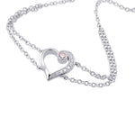 Heart shape White Pave and Pink Diamond Bracelet