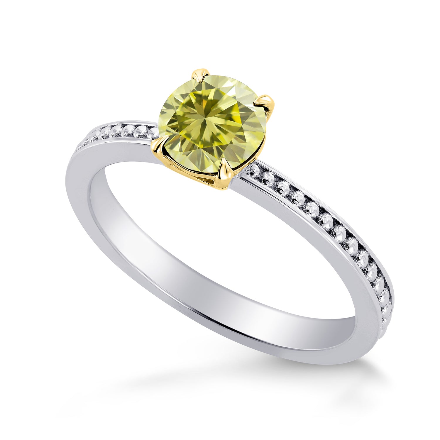 Solitaire Ring Setting with Beaded Shank - 3