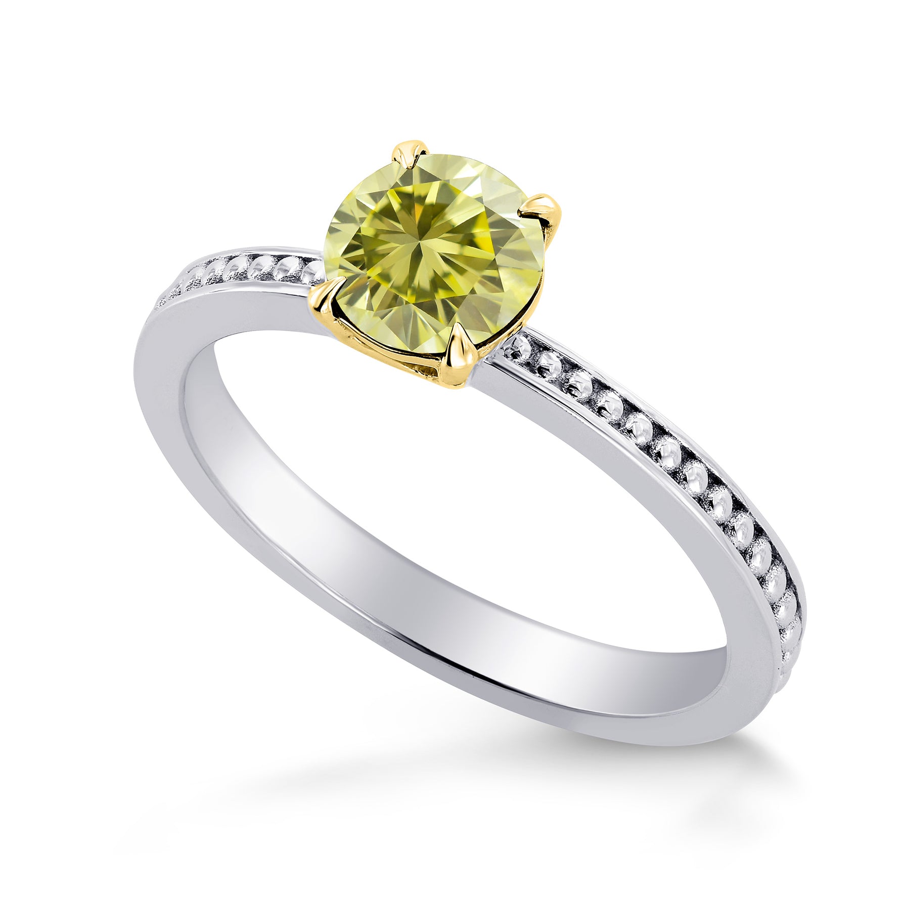 Solitaire Ring Setting with Beaded Shank - 3