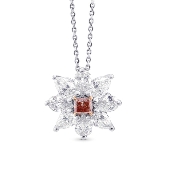 Fancy Deep Pink Radiant and Marquise Diamond Pendant 