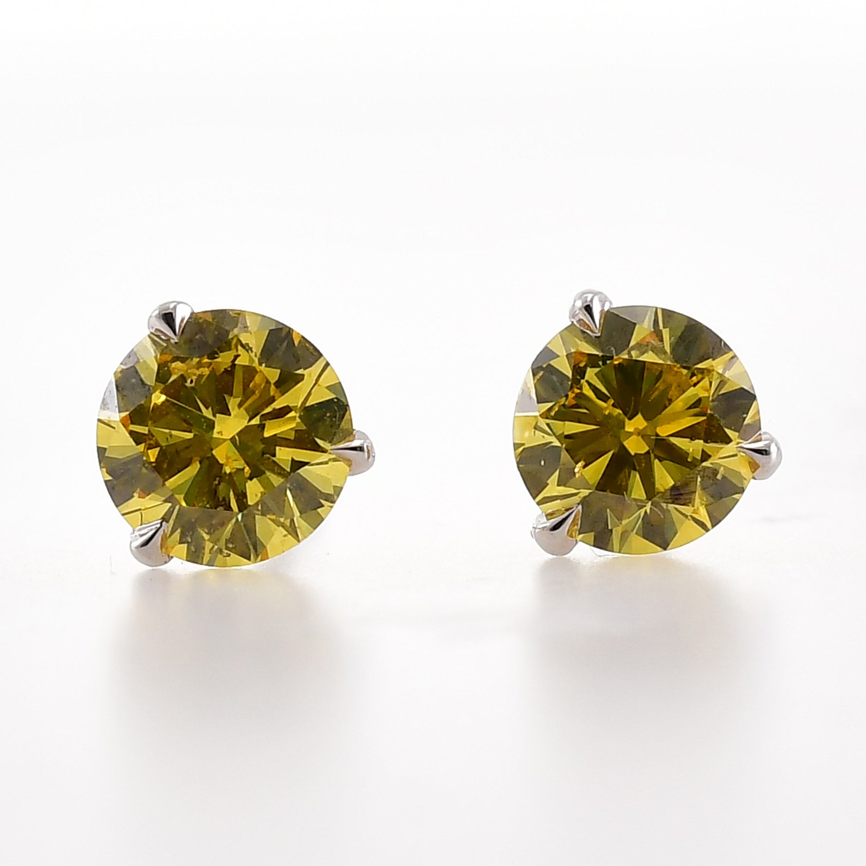 Fancy Vivid Yellow Round Diamond Stud Earrings