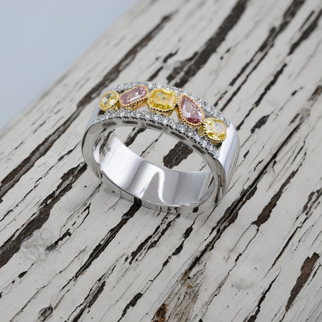 Mixed Color Extraordinary Five Stone Ring