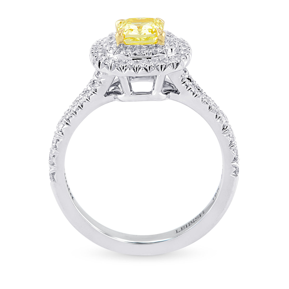 Fancy Intense Yellow Cushion Halo Diamond Ring