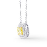 Fancy Light Yellow Radiant Diamond Double Halo Pendant