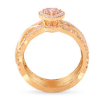 Fancy Intense Pink Heart Diamond Halo Wedding Set Rings 