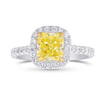 Fancy Yellow Radiant Diamond Halo Ring