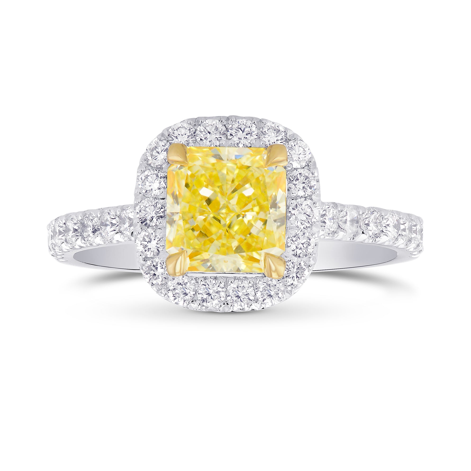 Fancy Yellow Radiant Diamond Halo Ring