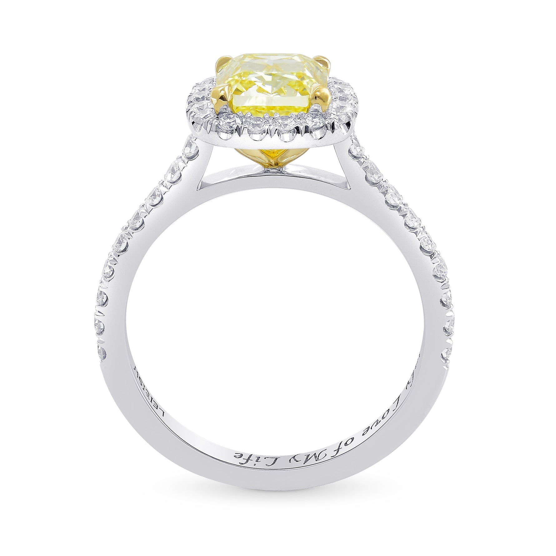 Fancy Yellow Cushion Diamond Halo Ring
