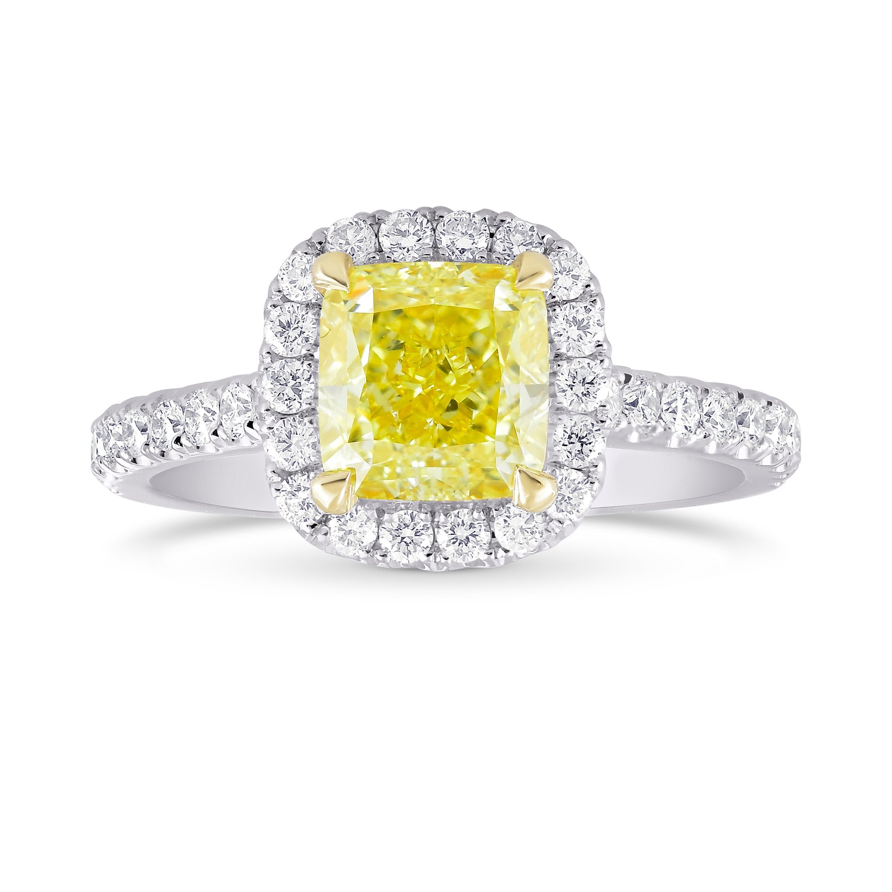 Fancy Yellow Cushion Diamond Halo Ring
