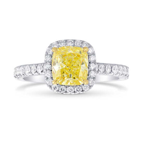 Fancy Yellow Cushion Diamond Halo Ring