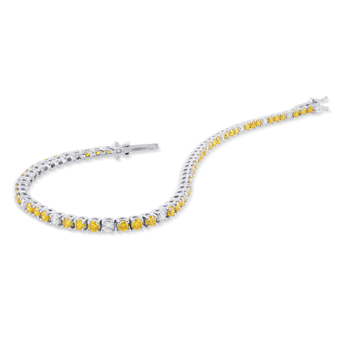 Round Brilliant Yellow and White Diamond Tennis Bracelet