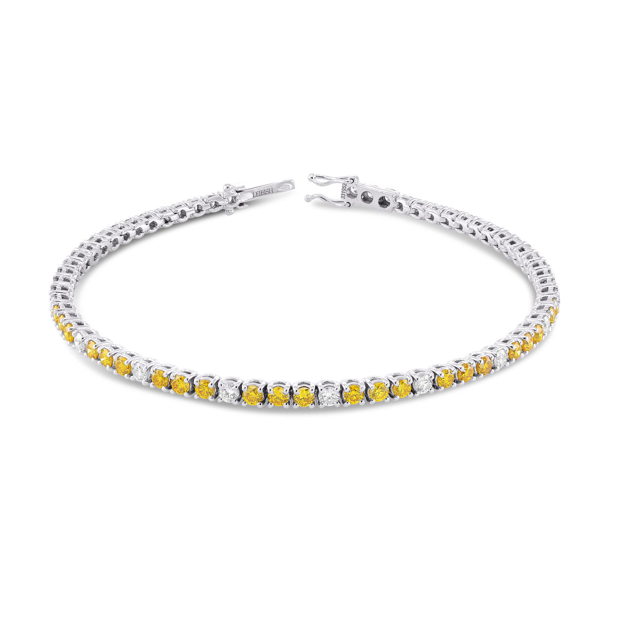 Round Brilliant Yellow and White Diamond Tennis Bracelet