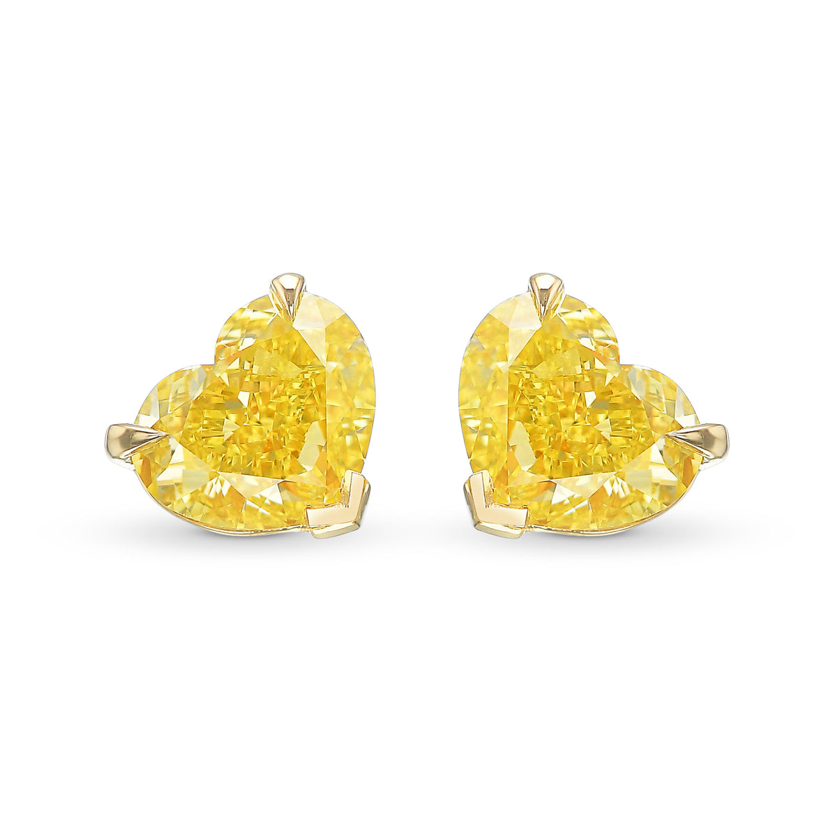 Fancy Intense Yellow Heart Stud Earrings