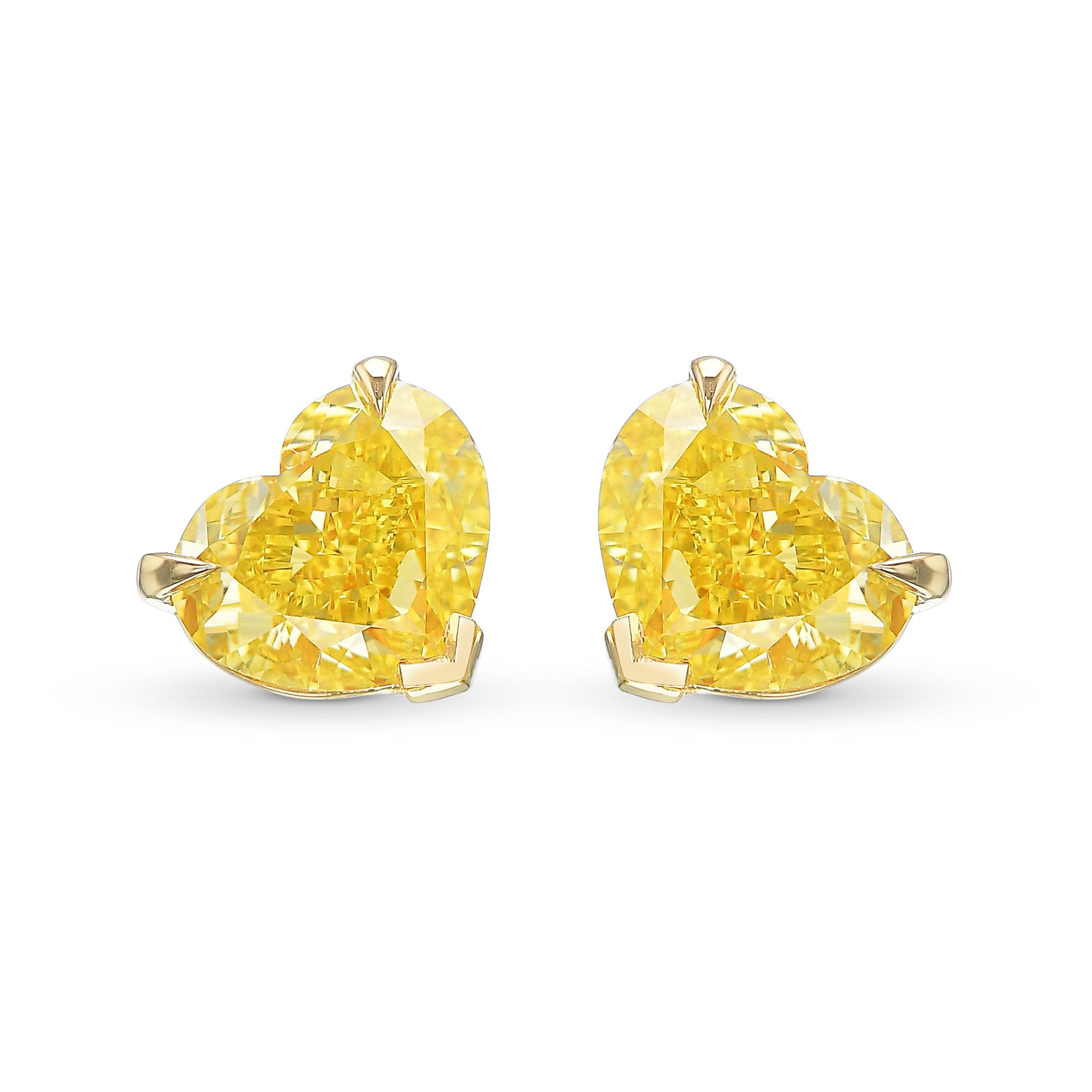 Fancy Intense Yellow Heart Stud Earrings