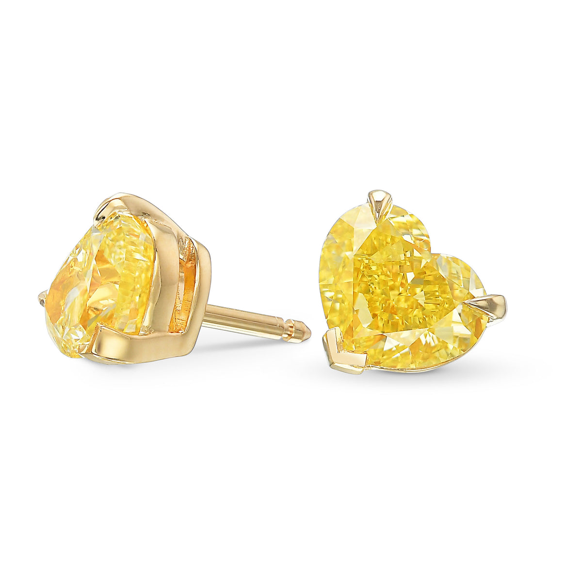 Fancy Intense Yellow Heart Stud Earrings