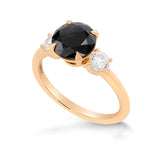 Fancy Black Round Diamond 3 Stone Ring