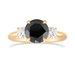 Fancy Black Round Diamond 3 Stone Ring