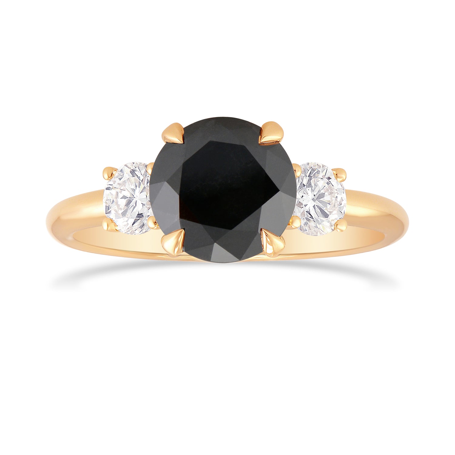 Fancy Black Round Diamond 3 Stone Ring
