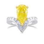 Fancy Intense Yellow Pear Chevron Diamond Ring