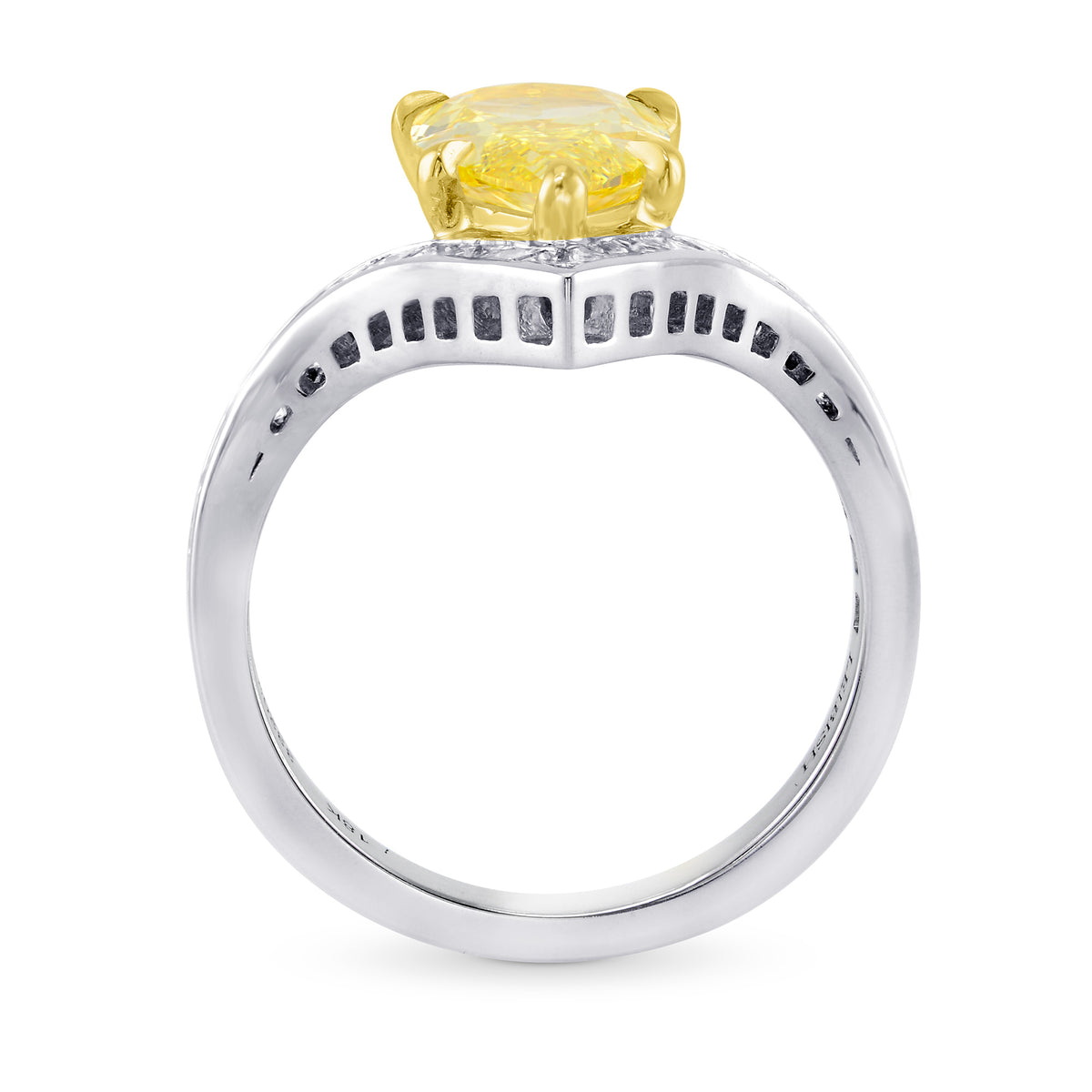 Fancy Intense Yellow Pear Chevron Diamond Ring