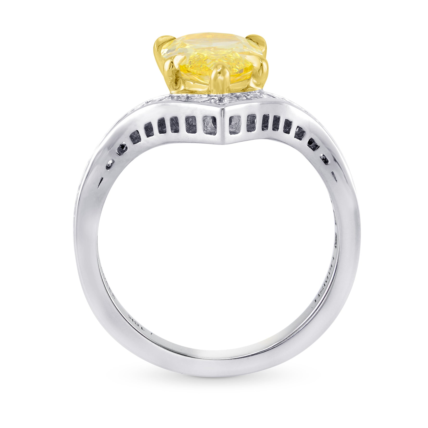 Fancy Intense Yellow Pear Chevron Diamond Ring