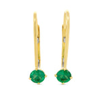 Round Green Emerald Drop Earrings