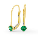 Round Green Emerald Drop Earrings