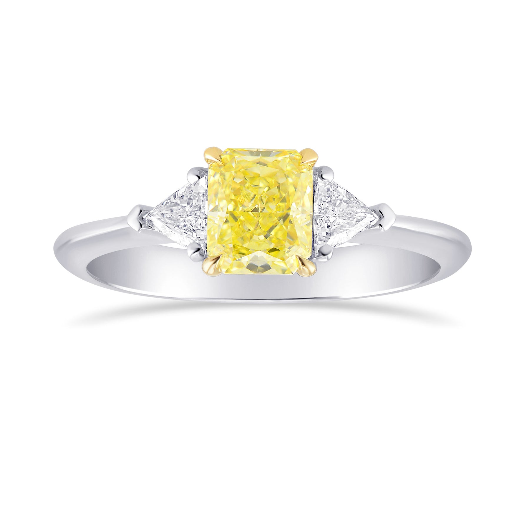 Fancy Yellow Radiant 3 Stones Diamond Ring