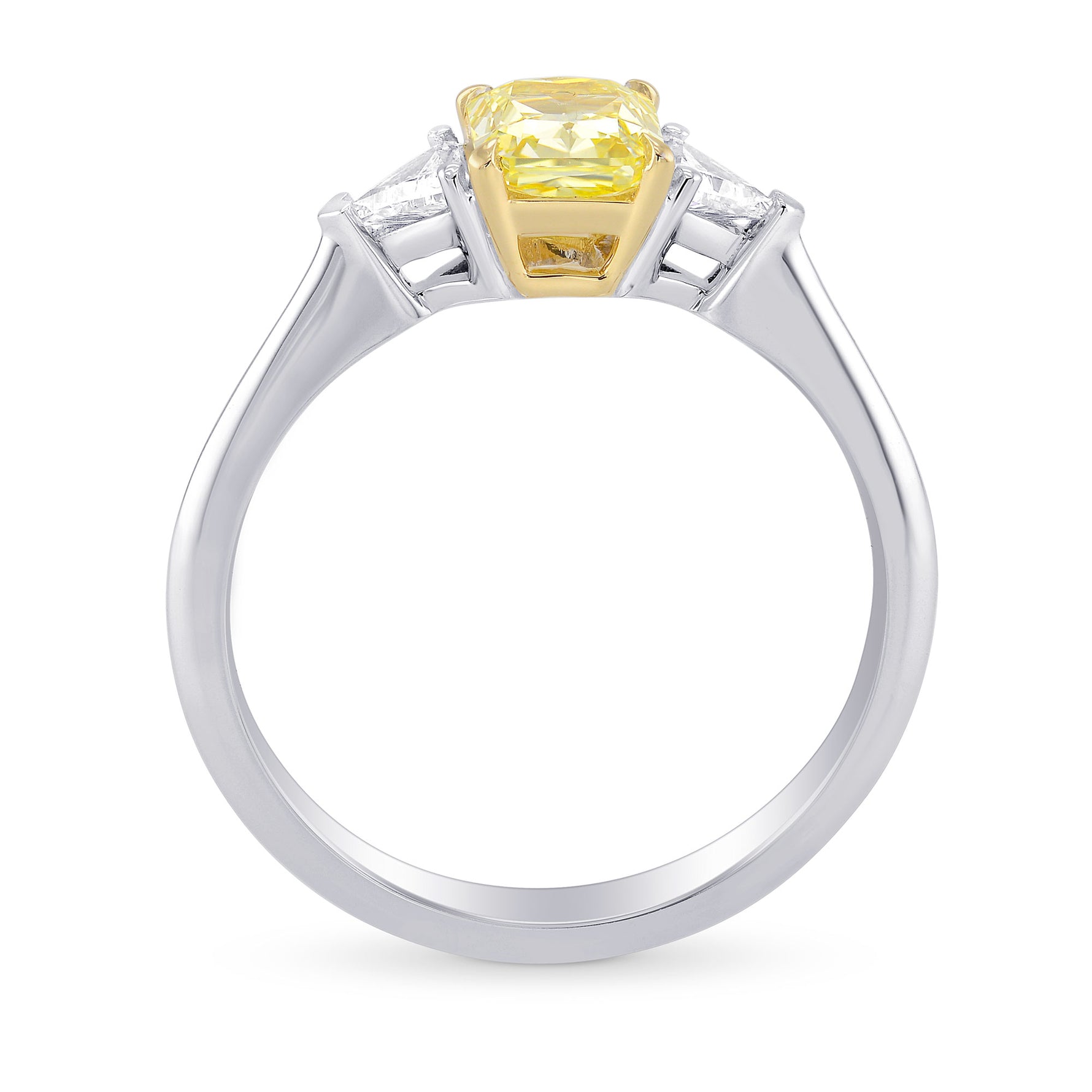 Fancy Yellow Radiant 3 Stones Diamond Ring