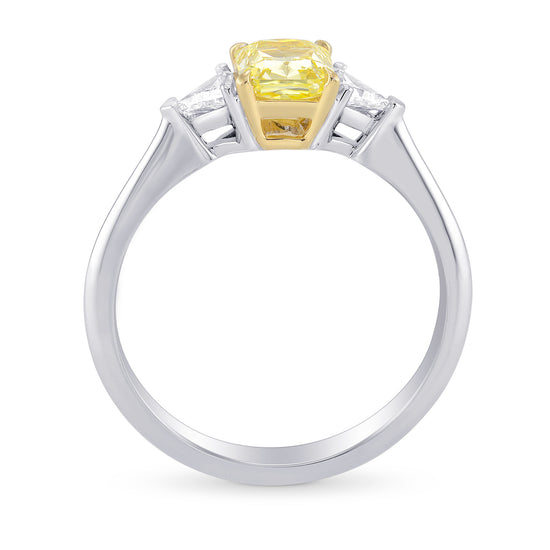 Fancy Yellow Radiant 3 Stones Diamond Ring