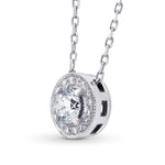 Collection White Round Brilliant Diamond Halo Pendant