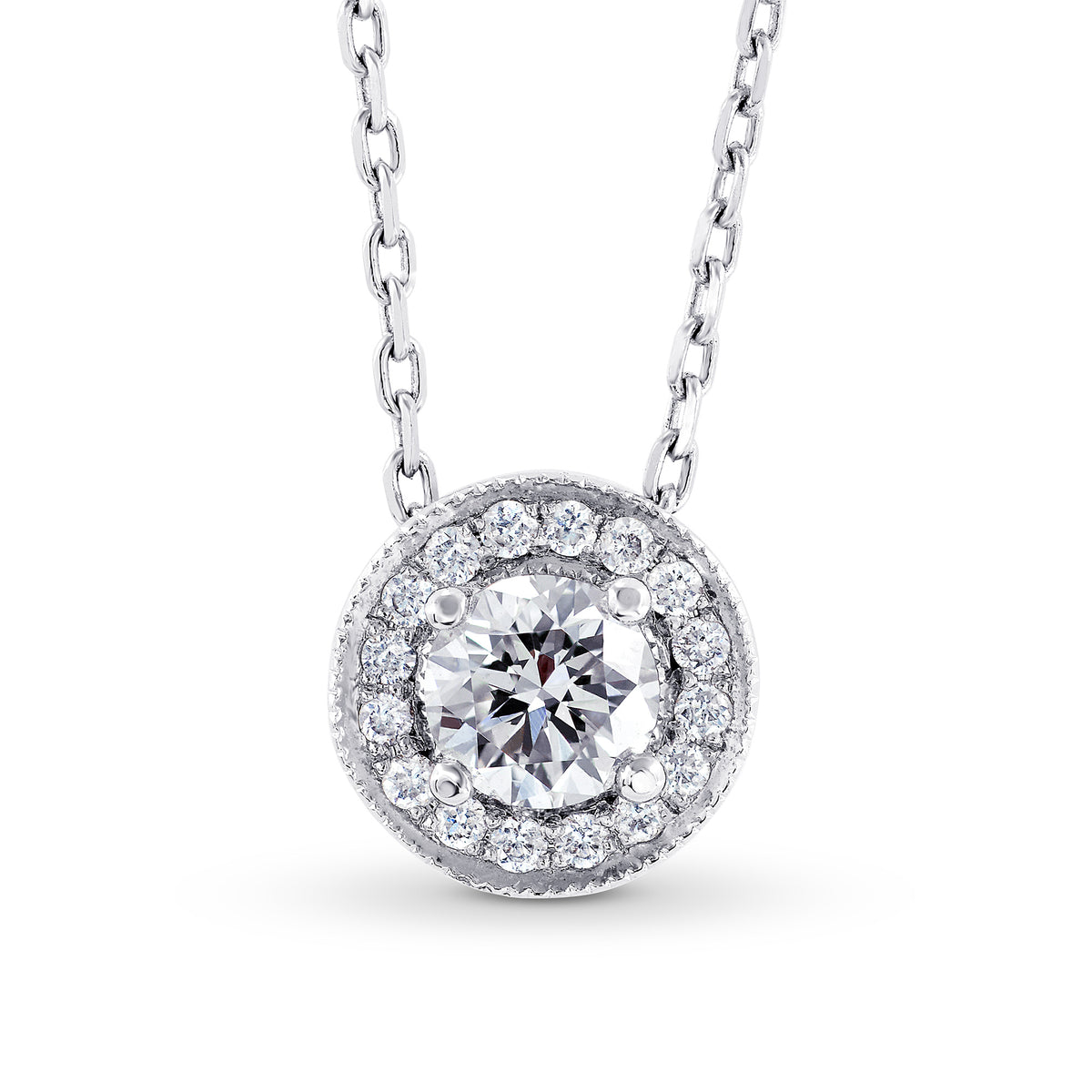 Collection White Round Brilliant Diamond Halo Pendant